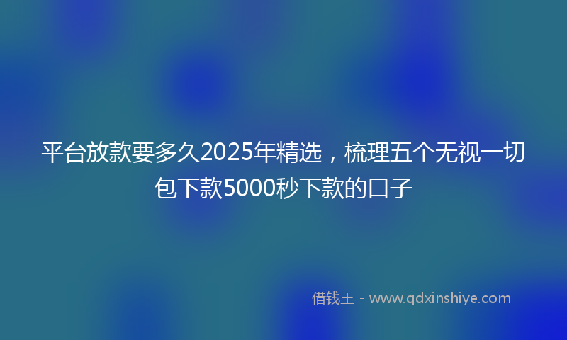 平台放款要多久2025年精选，梳理五个无视一切包下款5000秒下款的口子