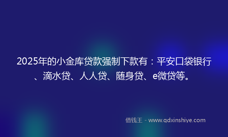 2025年的小金库贷款强制下款有：平安口袋银行、滴水贷、人人贷、随身贷、e微贷等。