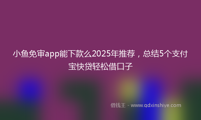 小鱼免审app能下款么2025年推荐，总结5个支付宝快贷轻松借口子