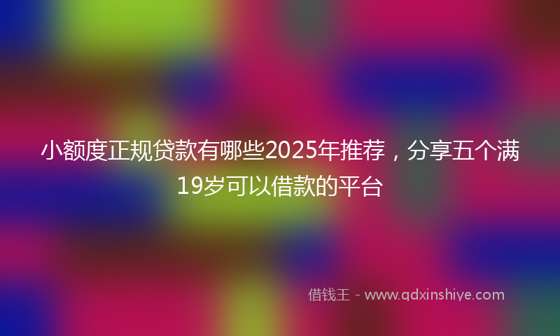 小额度正规贷款有哪些2025年推荐，分享五个满19岁可以借款的平台