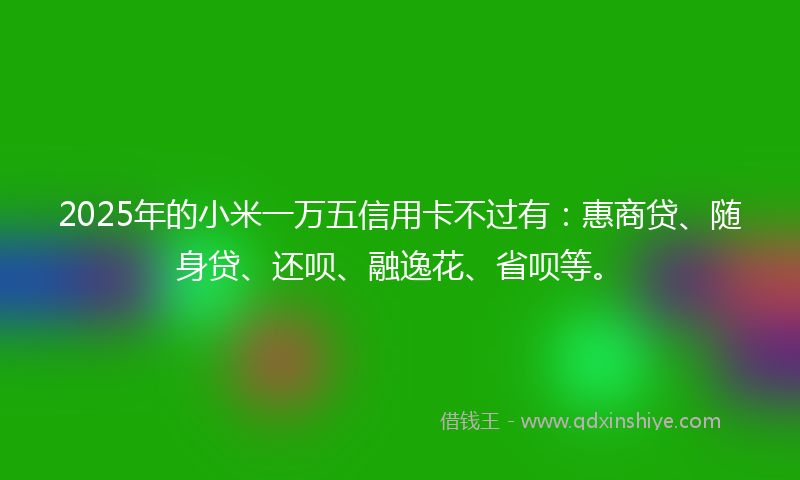 2025年的小米一万五信用卡不过有：惠商贷、随身贷、还呗、融逸花、省呗等。