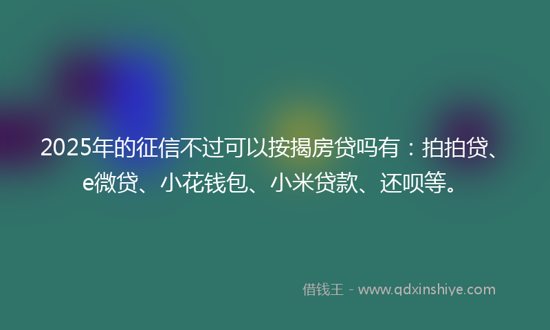 2025年的征信不过可以按揭房贷吗有：拍拍贷、e微贷、小花钱包、小米贷款、还呗等。