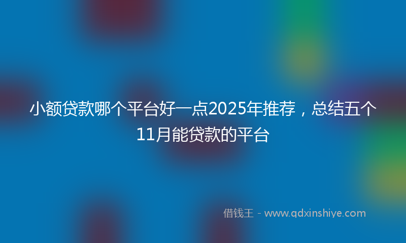 小额贷款哪个平台好一点2025年推荐，总结五个11月能贷款的平台