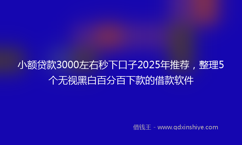 小额贷款3000左右秒下口子2025年推荐，整理5个无视黑白百分百下款的借款软件