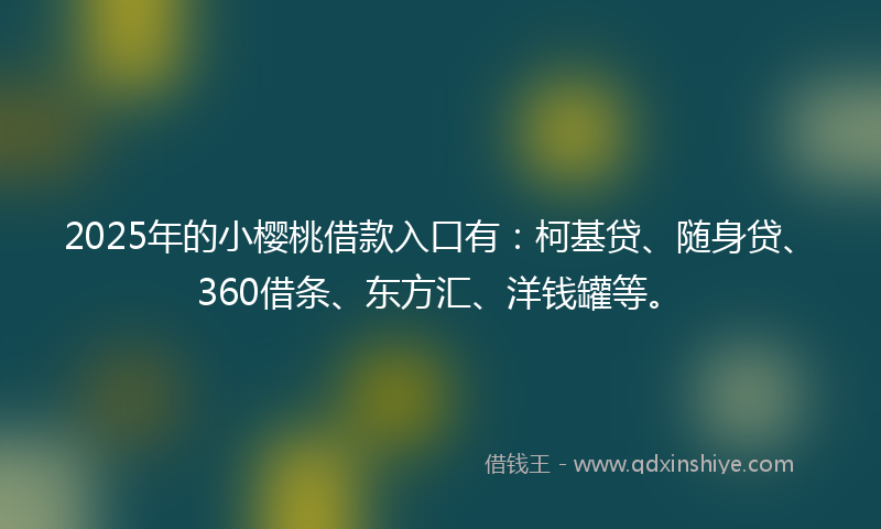 2025年的小樱桃借款入口有：柯基贷、随身贷、360借条、东方汇、洋钱罐等。