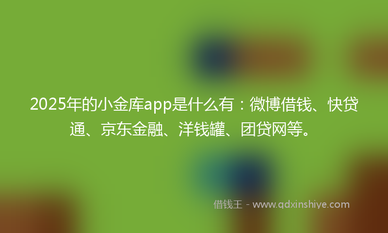 2025年的小金库app是什么有：微博借钱、快贷通、京东金融、洋钱罐、团贷网等。