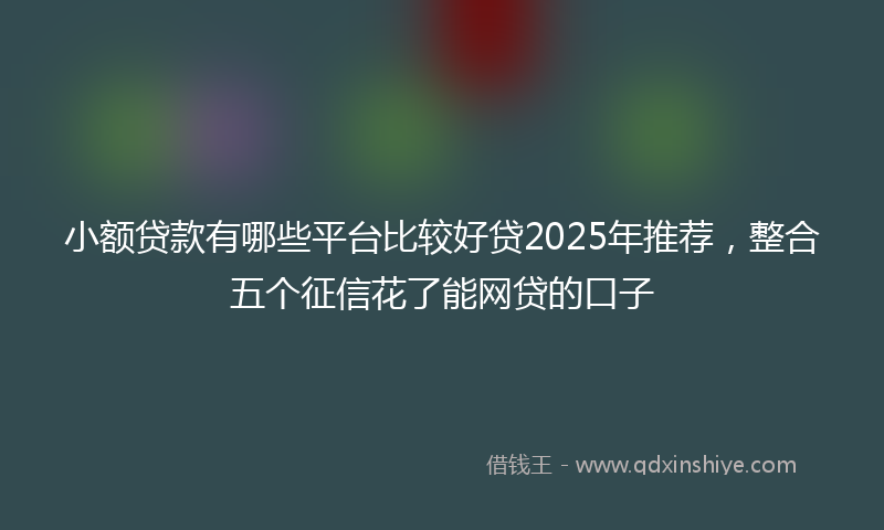 小额贷款有哪些平台比较好贷2025年推荐，整合五个征信花了能网贷的口子