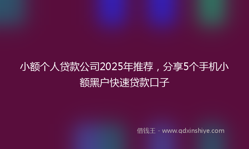 小额个人贷款公司2025年推荐，分享5个手机小额黑户快速贷款口子