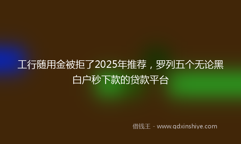 工行随用金被拒了2025年推荐，罗列五个无论黑白户秒下款的贷款平台