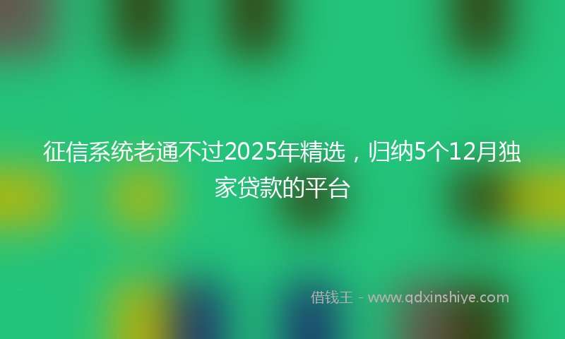 征信系统老通不过2025年精选，归纳5个12月独家贷款的平台
