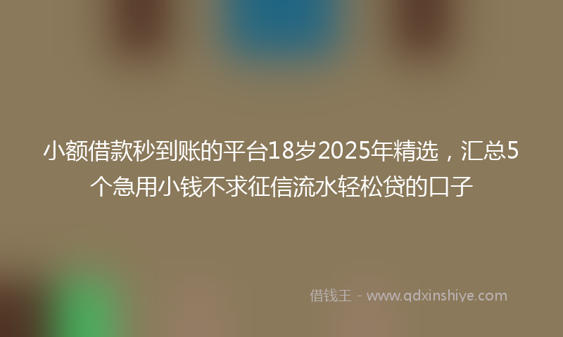 小额借款秒到账的平台18岁2025年精选，汇总5个急用小钱不求征信流水轻松贷的口子