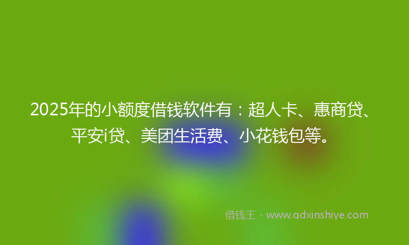2025年的小额度借钱软件有：超人卡、惠商贷、平安i贷、美团生活费、小花钱包等。