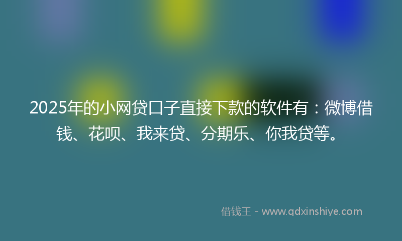 2025年的小网贷口子直接下款的软件有：微博借钱、花呗、我来贷、分期乐、你我贷等。