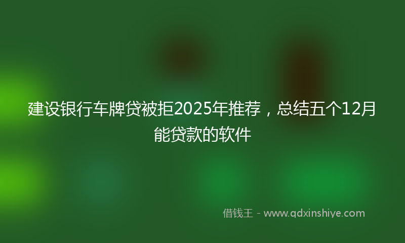 建设银行车牌贷被拒2025年推荐，总结五个12月能贷款的软件