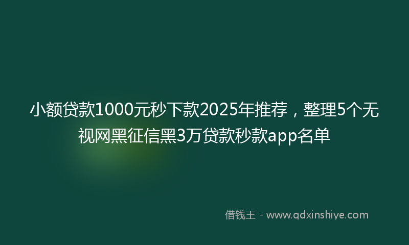 小额贷款1000元秒下款2025年推荐，整理5个无视网黑征信黑3万贷款秒款app名单