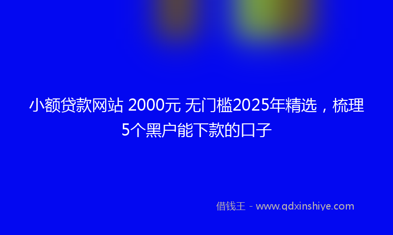 小额贷款网站 2000元 无门槛2025年精选，梳理5个黑户能下款的口子