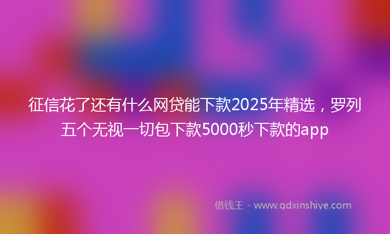 征信花了还有什么网贷能下款2025年精选，罗列五个无视一切包下款5000秒下款的app