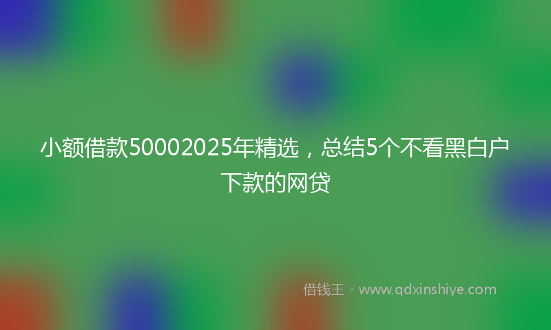 小额借款50002025年精选，总结5个不看黑白户下款的网贷