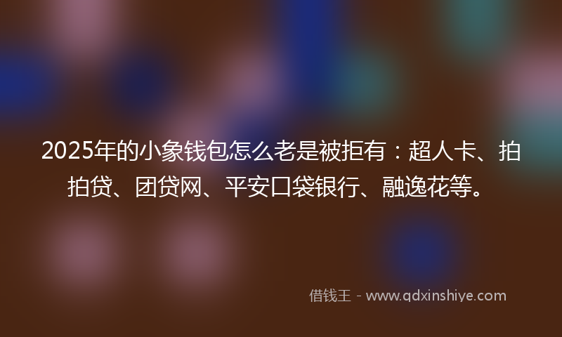 2025年的小象钱包怎么老是被拒有：超人卡、拍拍贷、团贷网、平安口袋银行、融逸花等。