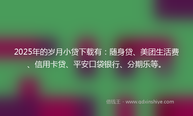 2025年的岁月小贷下载有：随身贷、美团生活费、信用卡贷、平安口袋银行、分期乐等。