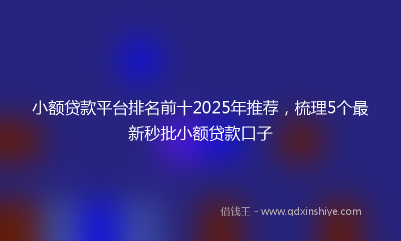 小额贷款平台排名前十2025年推荐，梳理5个最新秒批小额贷款口子