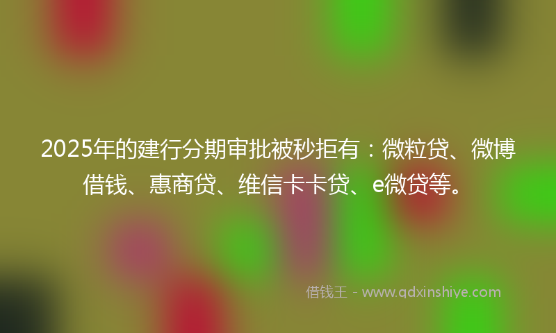 2025年的建行分期审批被秒拒有：微粒贷、微博借钱、惠商贷、维信卡卡贷、e微贷等。