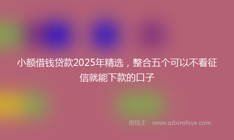 小额借钱贷款2025年精选，整合五个可以不看征信就能下款的口子