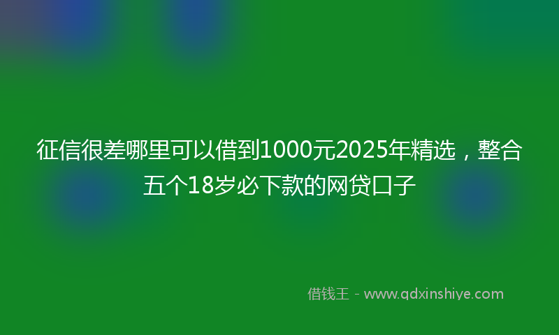 征信很差哪里可以借到1000元2025年精选，整合五个18岁必下款的网贷口子