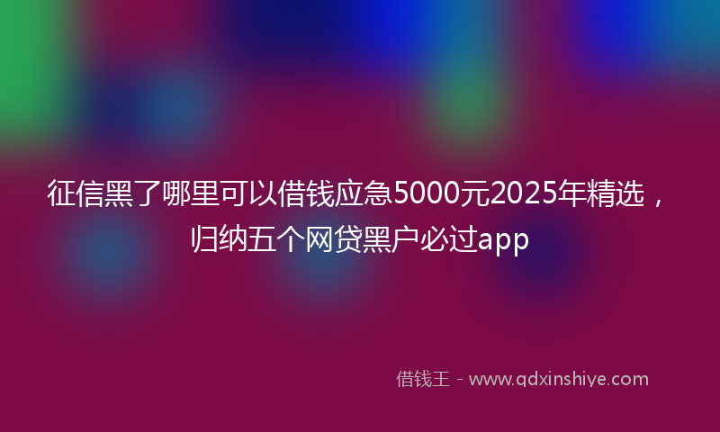 征信黑了哪里可以借钱应急5000元2025年精选，归纳五个网贷黑户必过app