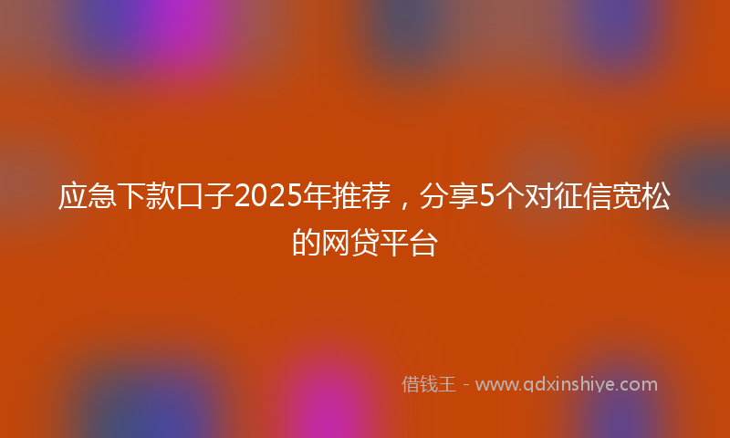 应急下款口子2025年推荐，分享5个对征信宽松的网贷平台