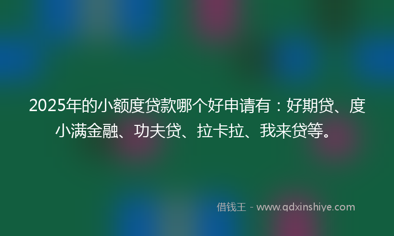 2025年的小额度贷款哪个好申请有：好期贷、度小满金融、功夫贷、拉卡拉、我来贷等。