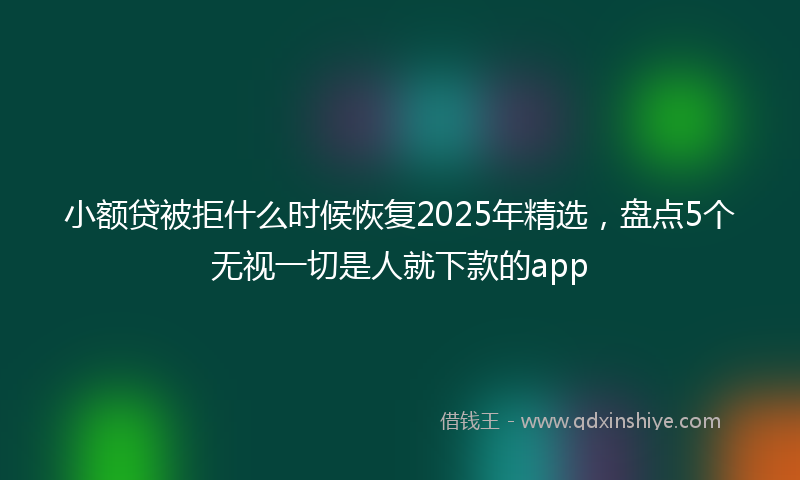 小额贷被拒什么时候恢复2025年精选，盘点5个无视一切是人就下款的app