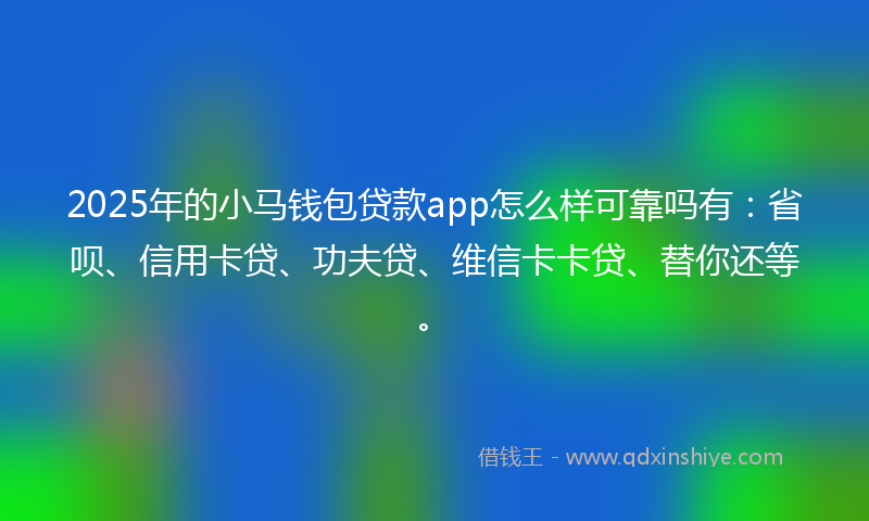 2025年的小马钱包贷款app怎么样可靠吗有：省呗、信用卡贷、功夫贷、维信卡卡贷、替你还等。