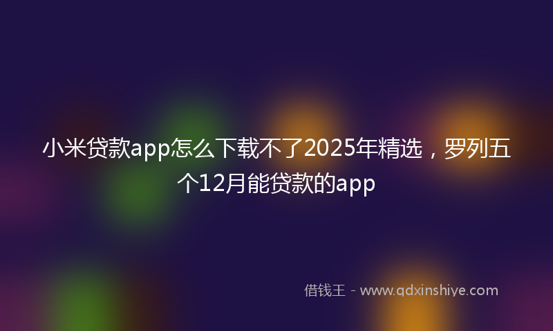 小米贷款app怎么下载不了2025年精选，罗列五个12月能贷款的app