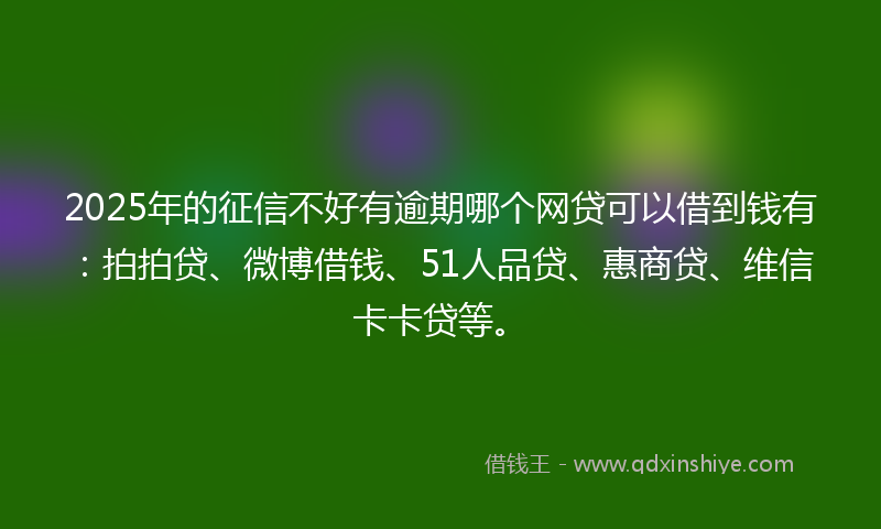 2025年的征信不好有逾期哪个网贷可以借到钱有：拍拍贷、微博借钱、51人品贷、惠商贷、维信卡卡贷等。