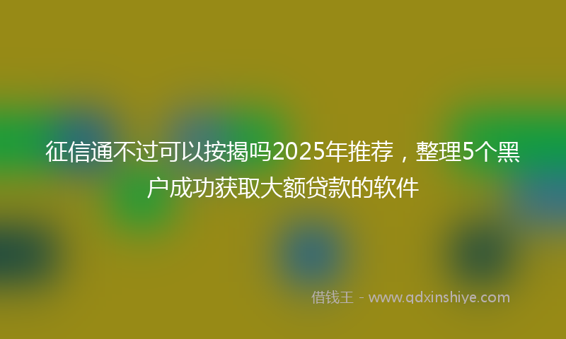 征信通不过可以按揭吗2025年推荐，整理5个黑户成功获取大额贷款的软件