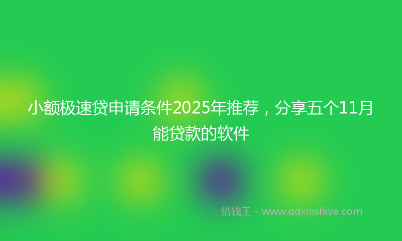 小额极速贷申请条件2025年推荐，分享五个11月能贷款的软件