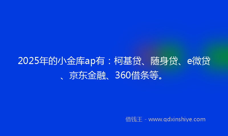 2025年的小金库ap有：柯基贷、随身贷、e微贷、京东金融、360借条等。