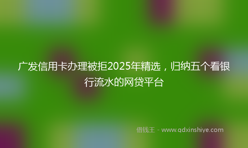 广发信用卡办理被拒2025年精选，归纳五个看银行流水的网贷平台