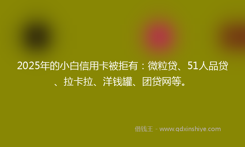 2025年的小白信用卡被拒有：微粒贷、51人品贷、拉卡拉、洋钱罐、团贷网等。