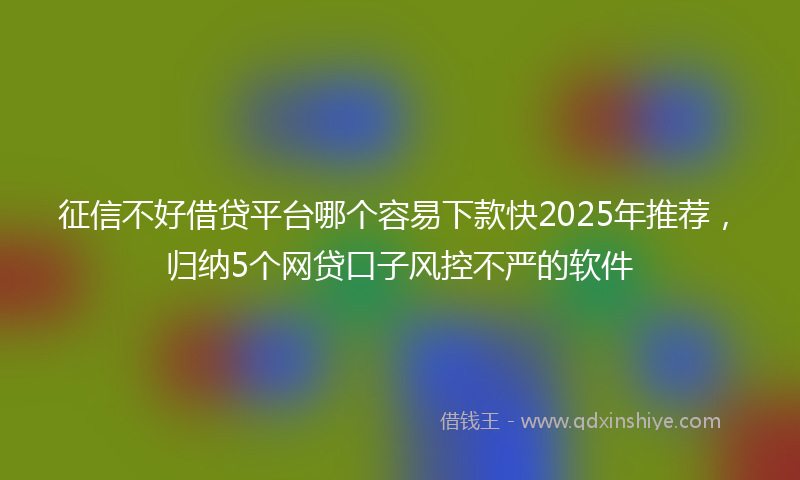 征信不好借贷平台哪个容易下款快2025年推荐，归纳5个网贷口子风控不严的软件