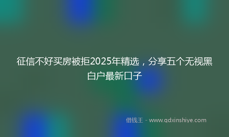 征信不好买房被拒2025年精选，分享五个无视黑白户最新口子