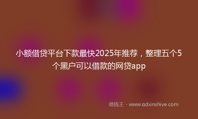 小额借贷平台下款最快2025年推荐，整理五个5个黑户可以借款的网贷app