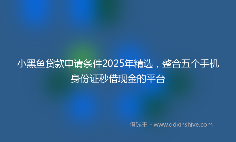 小黑鱼贷款申请条件2025年精选，整合五个手机身份证秒借现金的平台