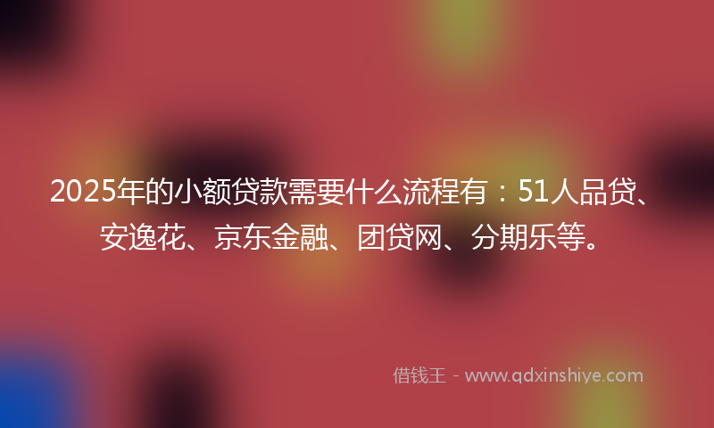 2025年的小额贷款需要什么流程有：51人品贷、安逸花、京东金融、团贷网、分期乐等。