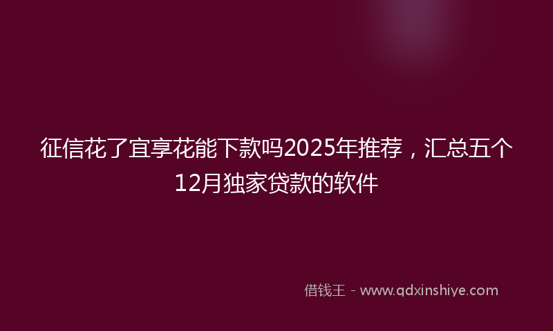 征信花了宜享花能下款吗2025年推荐，汇总五个12月独家贷款的软件