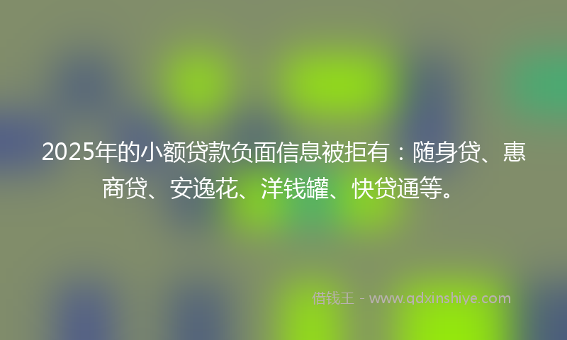 2025年的小额贷款负面信息被拒有：随身贷、惠商贷、安逸花、洋钱罐、快贷通等。