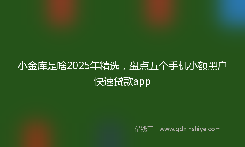 小金库是啥2025年精选，盘点五个手机小额黑户快速贷款app
