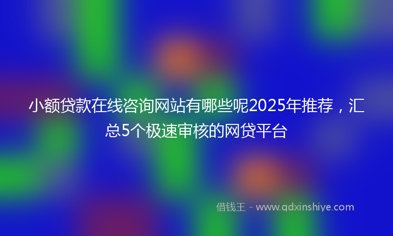 小额贷款在线咨询网站有哪些呢2025年推荐，汇总5个极速审核的网贷平台