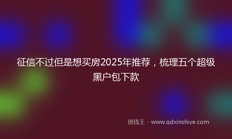征信不过但是想买房2025年推荐，梳理五个超级黑户包下款